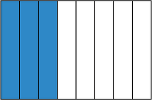 Blue Rectangle Fraction 3:8