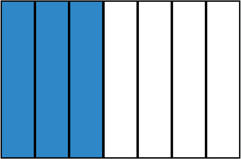 Blue Rectangle Fraction 3:7