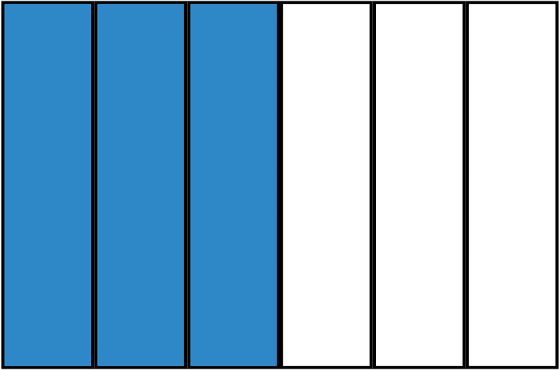 Blue Rectangle Fraction 3:6