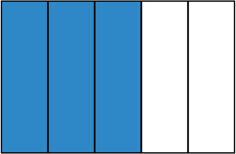 Blue Rectangle Fraction 3:5