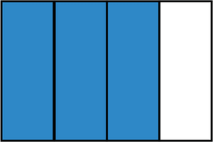 Blue Rectangle Fraction 3:4