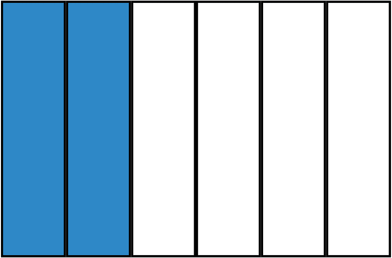 Blue Rectangle Fraction 2:6