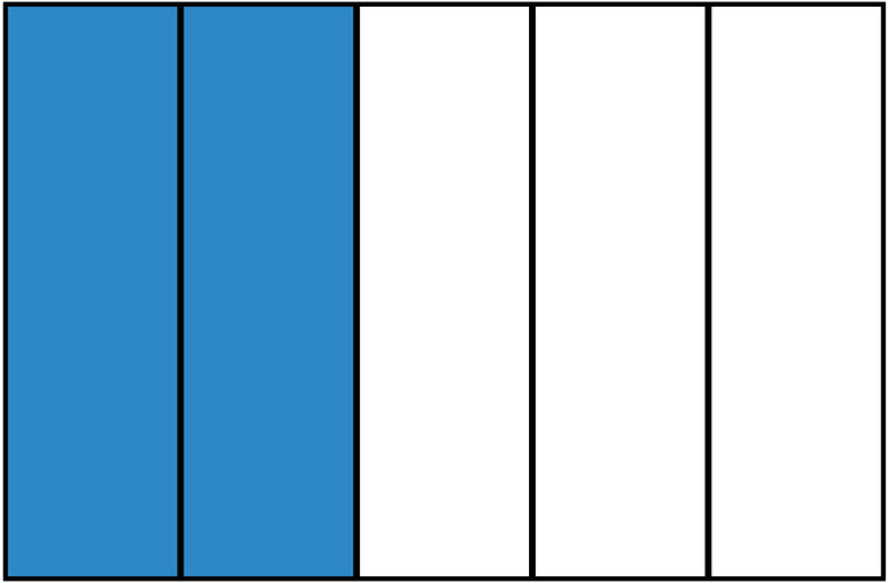 Blue Rectangle Fraction 2:5