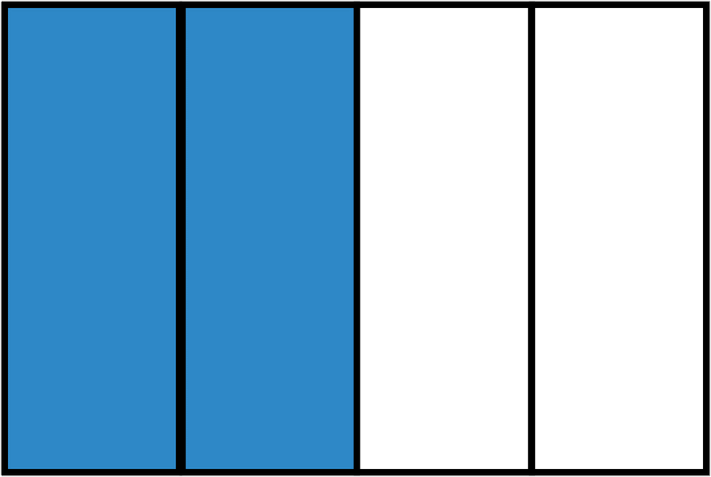 Blue Rectangle Fraction 2:4