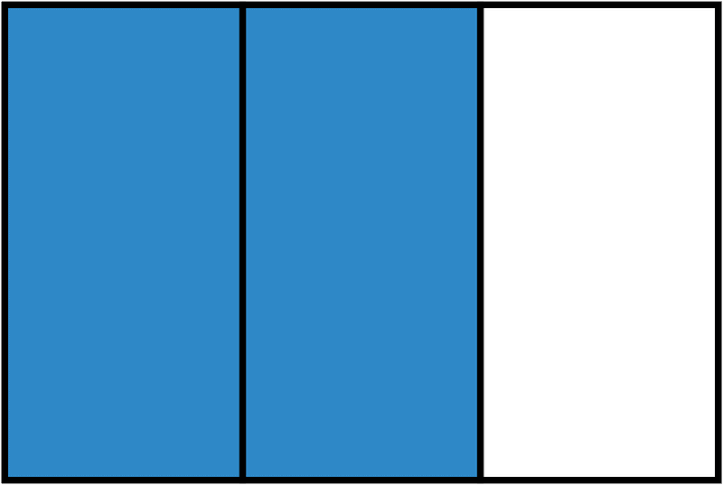 Blue Rectangle Fraction 2:3
