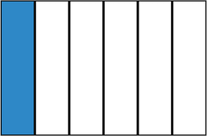 Blue Rectangle Fraction 1:6