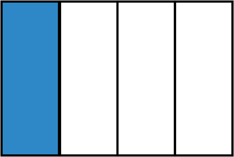 Blue Rectangle Fraction 1:4