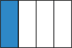 Blue Rectangle Fraction 1:4