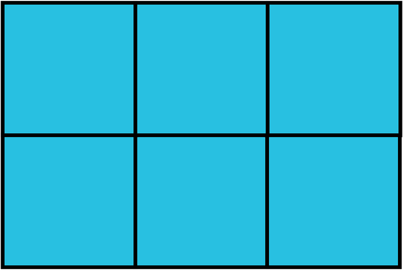 Cerulean-Blue Rectangle Fraction 6:6