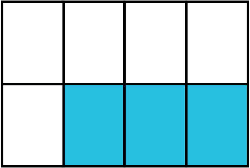 Cerulean-Blue Rectangle Fraction 3:8