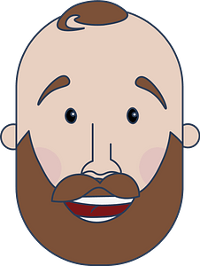 Amused bearded man head