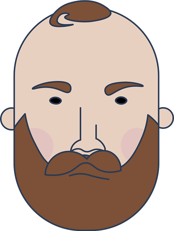 Angry bearded man head