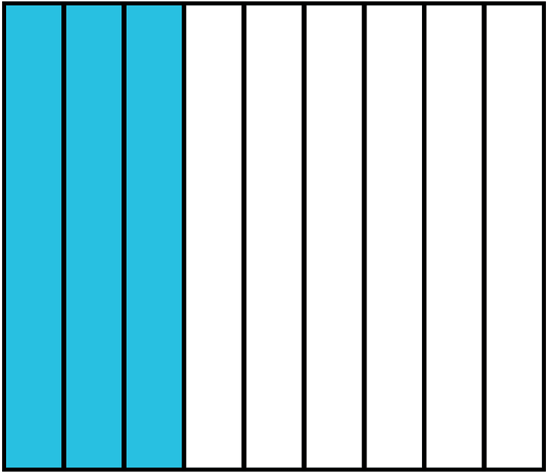 Cerulean-Blue Rectangle Fraction 3:9