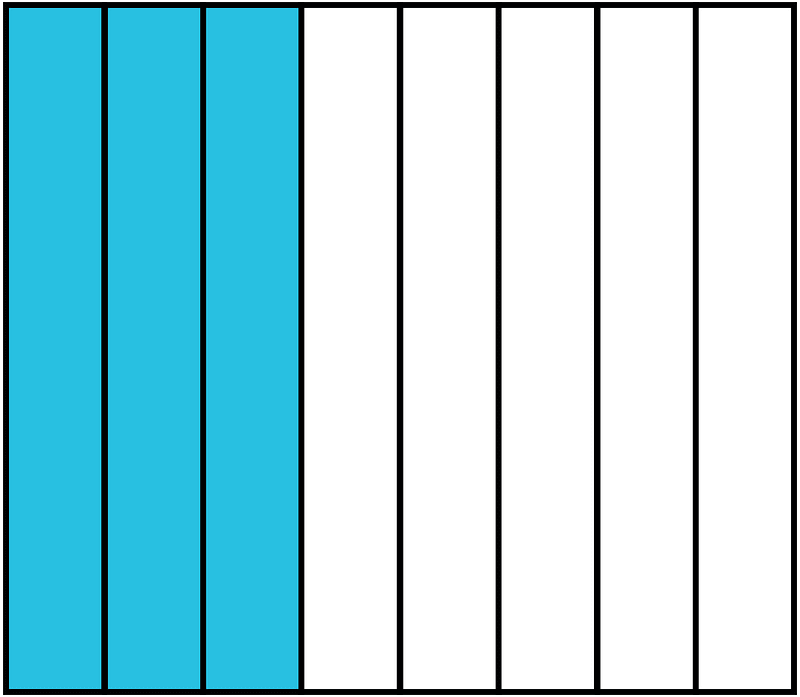 Cerulean-Blue Rectangle Fraction 3:8