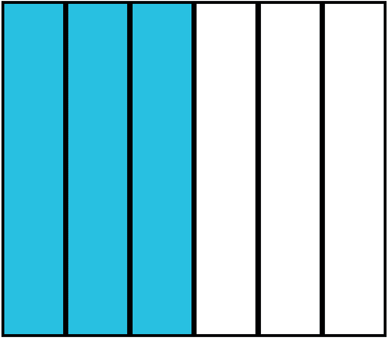 Cerulean-Blue Rectangle Fraction 3:6