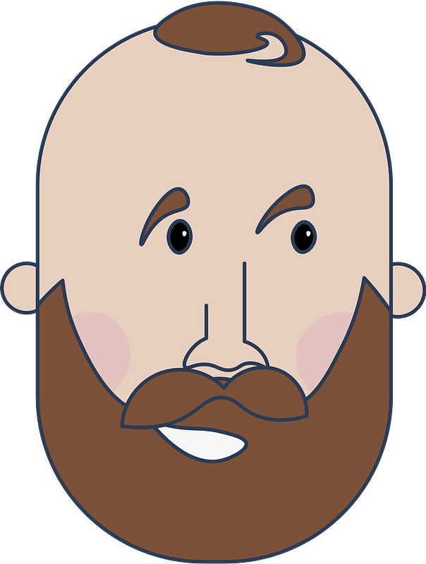 Bearded man head looking aside