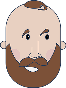 Bearded man head looking aside