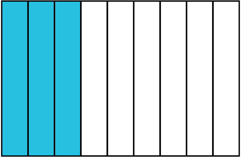 Cerulean-Blue Rectangle Fraction 3:9