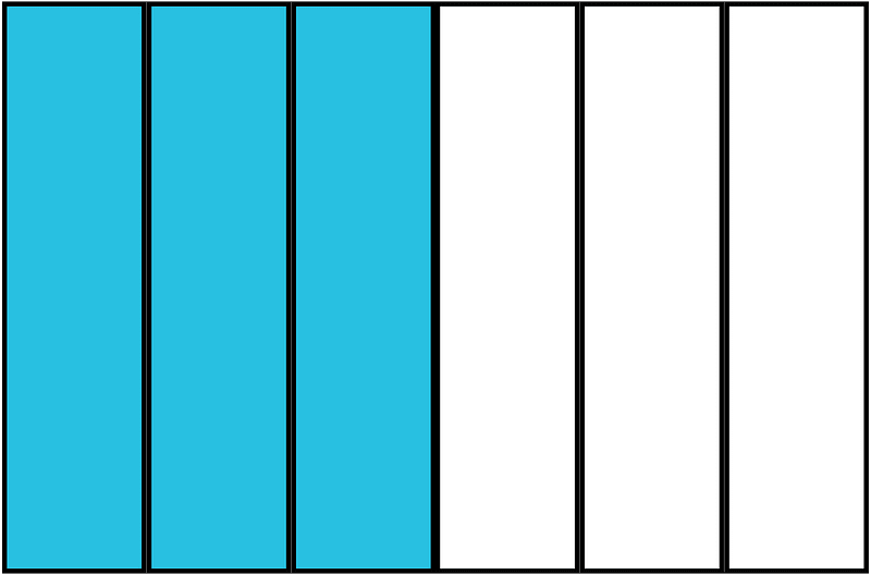 Cerulean-Blue Rectangle Fraction 3:6