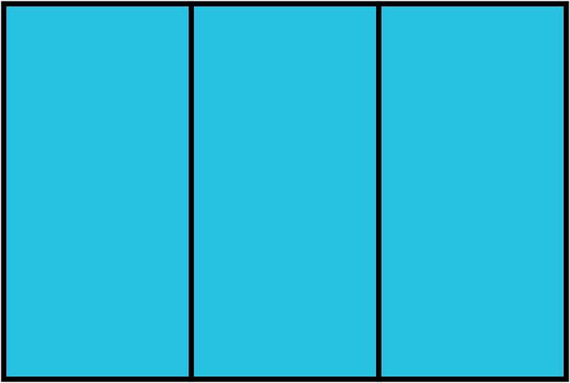 Cerulean-Blue Rectangle Fraction 3:3