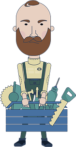 Handyman with box of tools