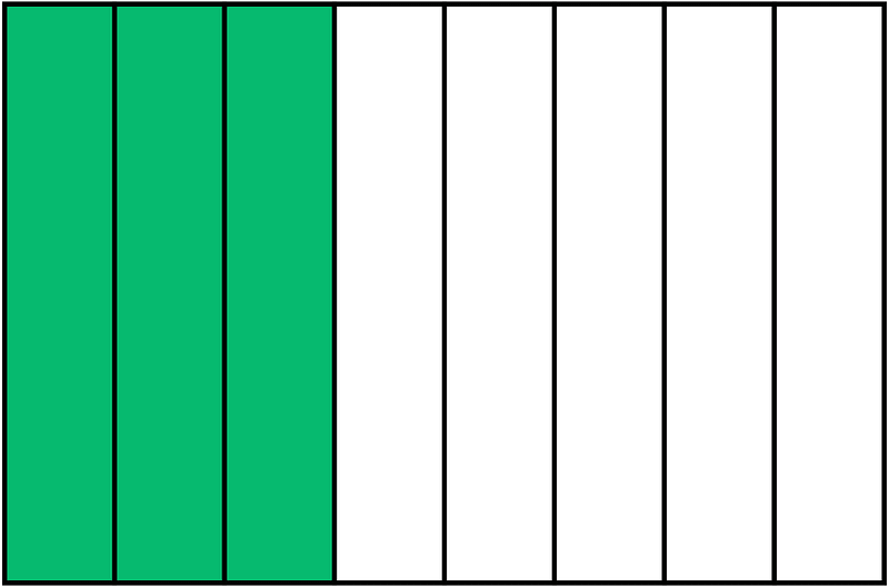 Green Rectangle Fraction 3:8