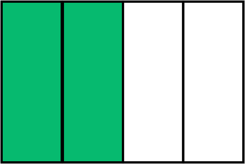 Green Rectangle Fraction 2:4