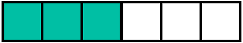 Teal-Green Rectangle Fraction 3:6
