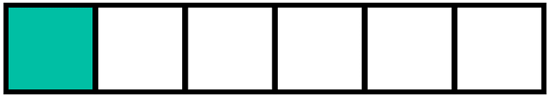 Teal-Green Rectangle Fraction 1:6