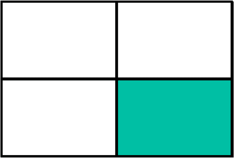 Teal-Green Rectangle Fraction 1:4
