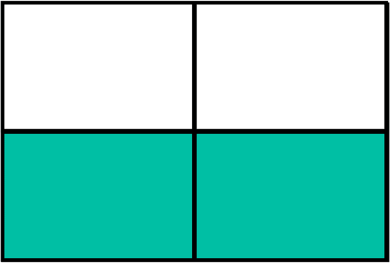 Teal-Green Rectangle Fraction 2:4