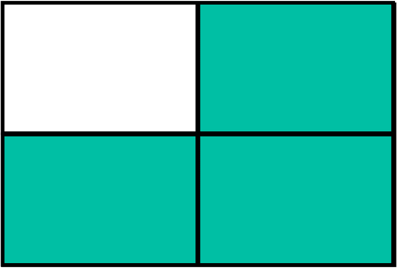 Teal-Green Rectangle Fraction 3:4