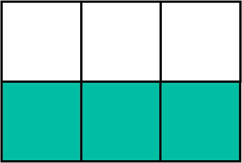 Teal-Green Rectangle Fraction 3:6