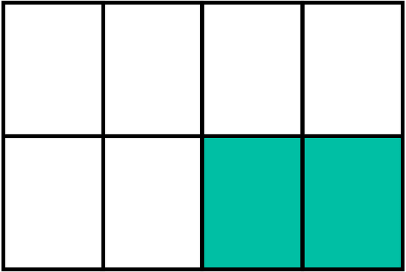 Teal-Green Rectangle Fraction 2:8