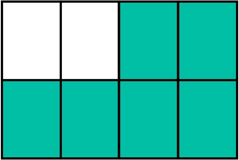 Teal-Green Rectangle Fraction 6:8