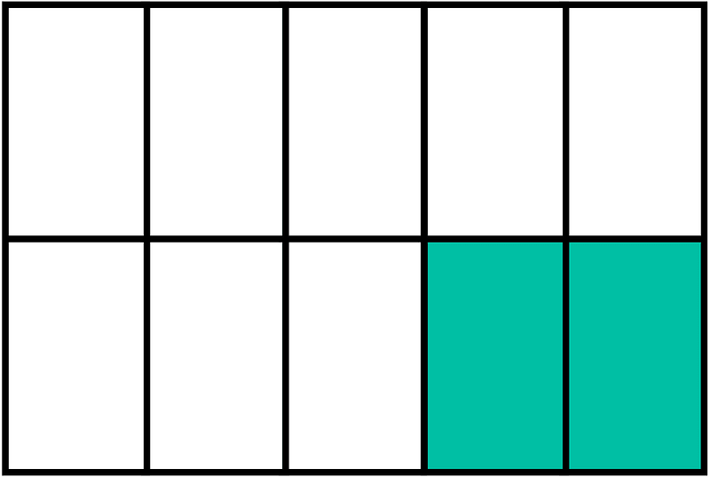 Teal-Green Rectangle Fraction 2:10
