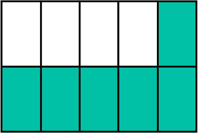 Teal-Green Rectangle Fraction 6:10
