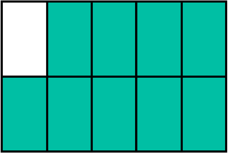 Teal-Green Rectangle Fraction 9:10