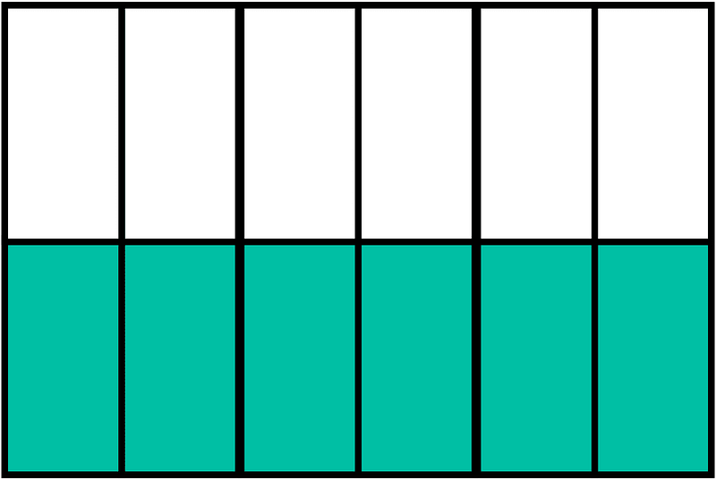 Teal-Green Rectangle Fraction 6:12