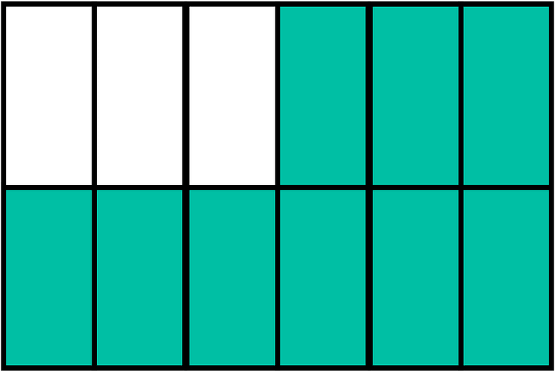Teal-Green Rectangle Fraction 9:12