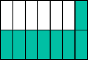 Teal-Green Rectangle Fraction 8:14