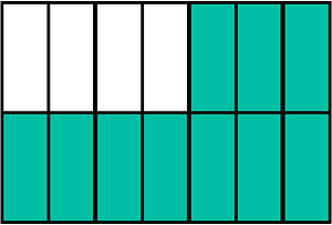 Teal-Green Rectangle Fraction 10:14