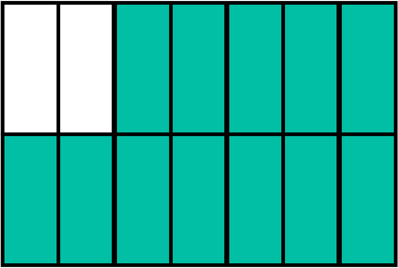 Teal-Green Rectangle Fraction 12:14