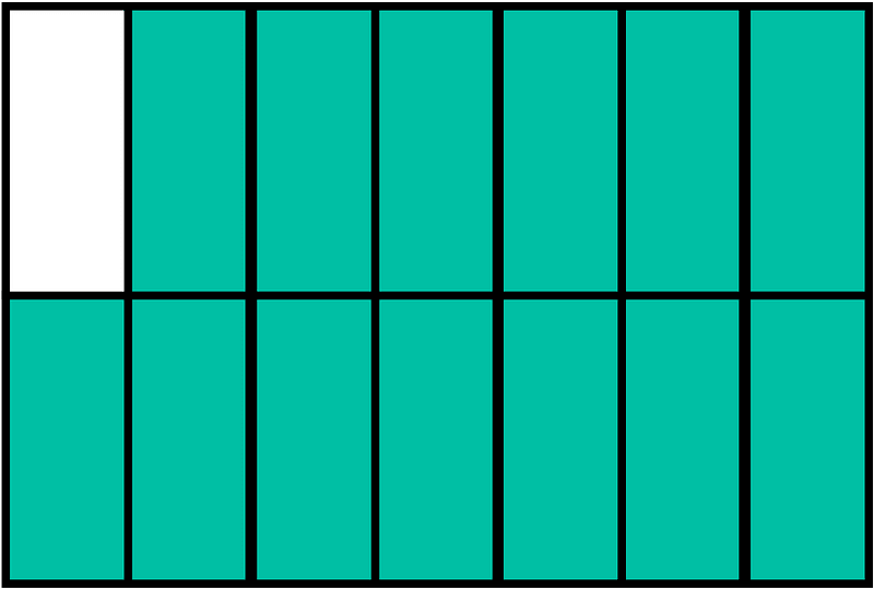Teal-Green Rectangle Fraction 13:14