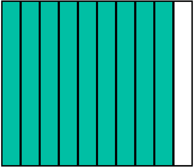 Teal-Green Rectangle Fraction 9:10