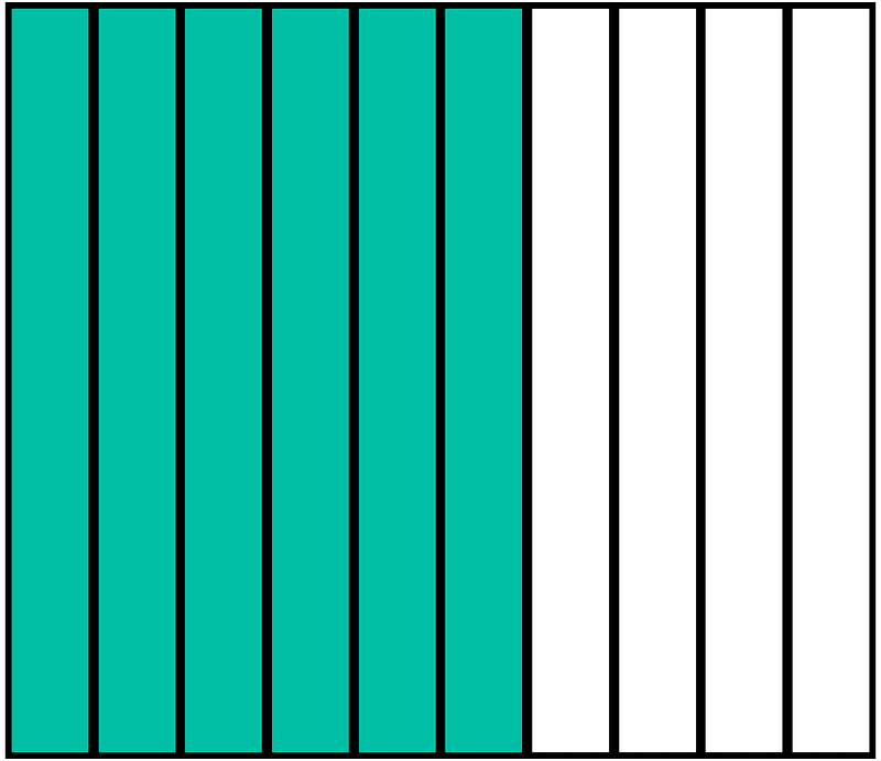 Teal-Green Rectangle Fraction 6:10