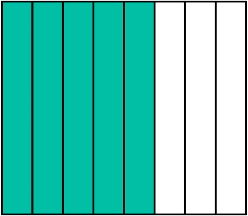 Teal-Green Rectangle Fraction 5:8