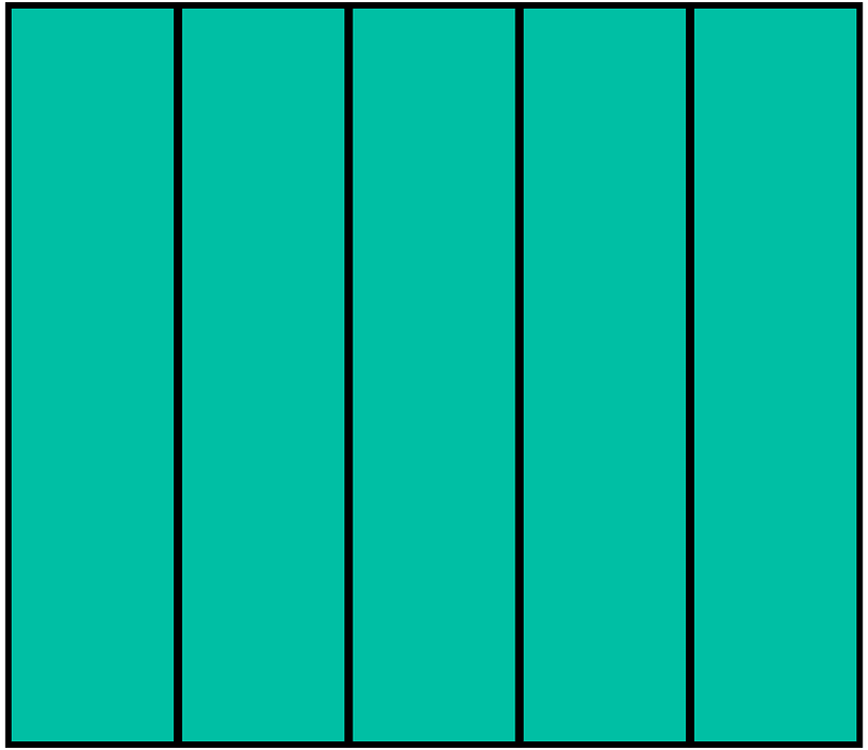 Teal-Green Rectangle Fraction 5:5