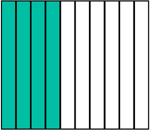 Teal-Green Rectangle Fraction 4:10