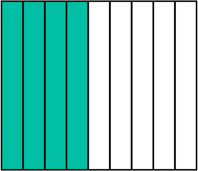 Teal-Green Rectangle Fraction 4:9